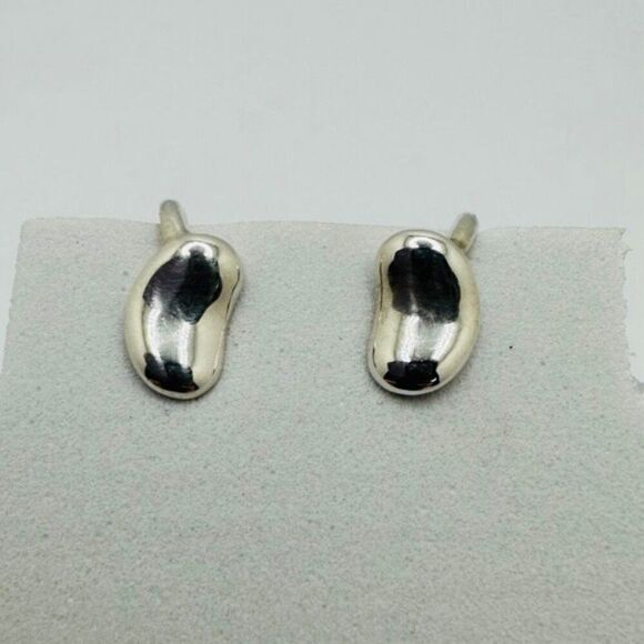 Authenticated Tiffany & Co Elsa Peretti Bean Screw Back Earrings Non-Pierced Sil - Picture 1 of 13